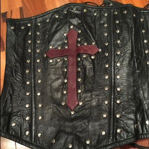 -Steel boned leather corset medieval renn Sca LARP Cosplay reenactment Wiccan